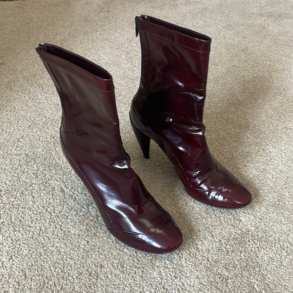 Costume National Leather Ankle Boots Oxblood